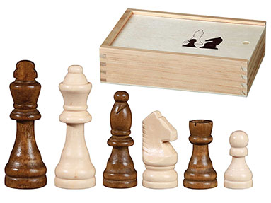 Schachfiguren Birke mit Holzbox
